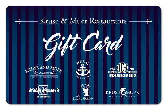 kruse and muer logos on a blue and purple pinstriped background